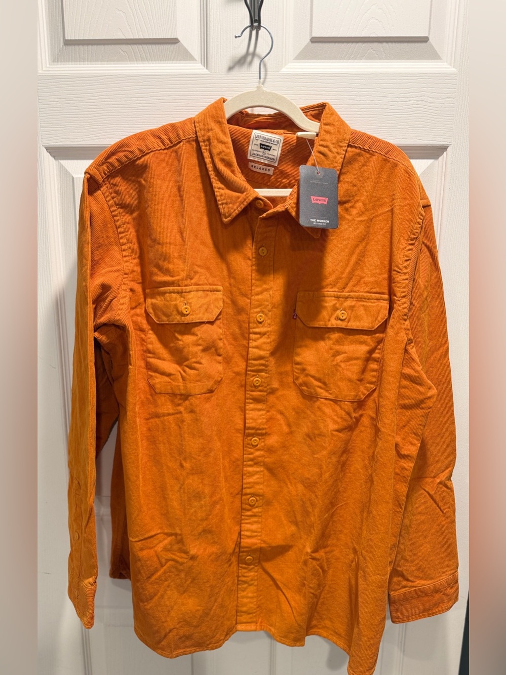 Levi’s The Worker Relaxed Fit Shirt XL Orange Corduroy Workwear NWT - Picture 2 of 10